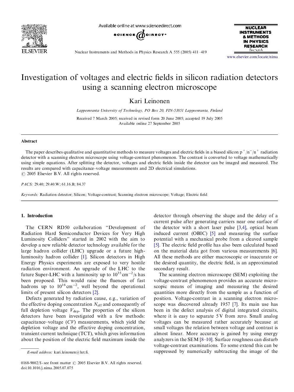 Investigation of voltages and electric fields in silicon radiation detectors using a scanning electron microscope