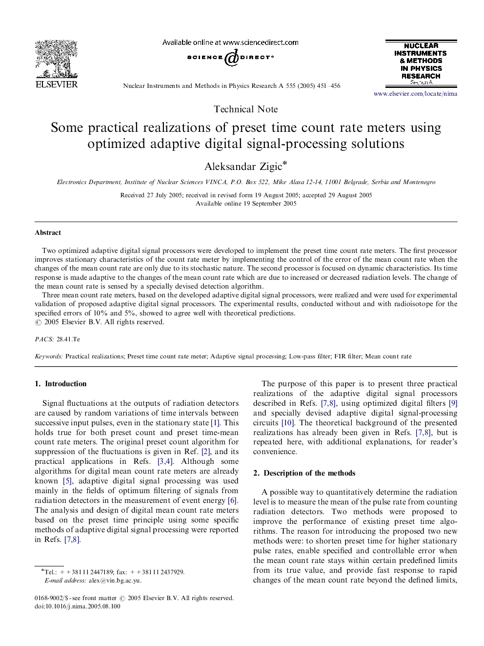 Some practical realizations of preset time count rate meters using optimized adaptive digital signal-processing solutions