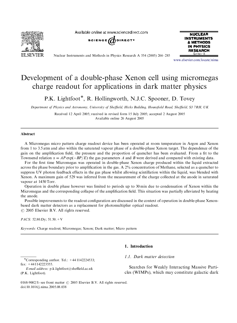 Development of a double-phase Xenon cell using micromegas charge readout for applications in dark matter physics