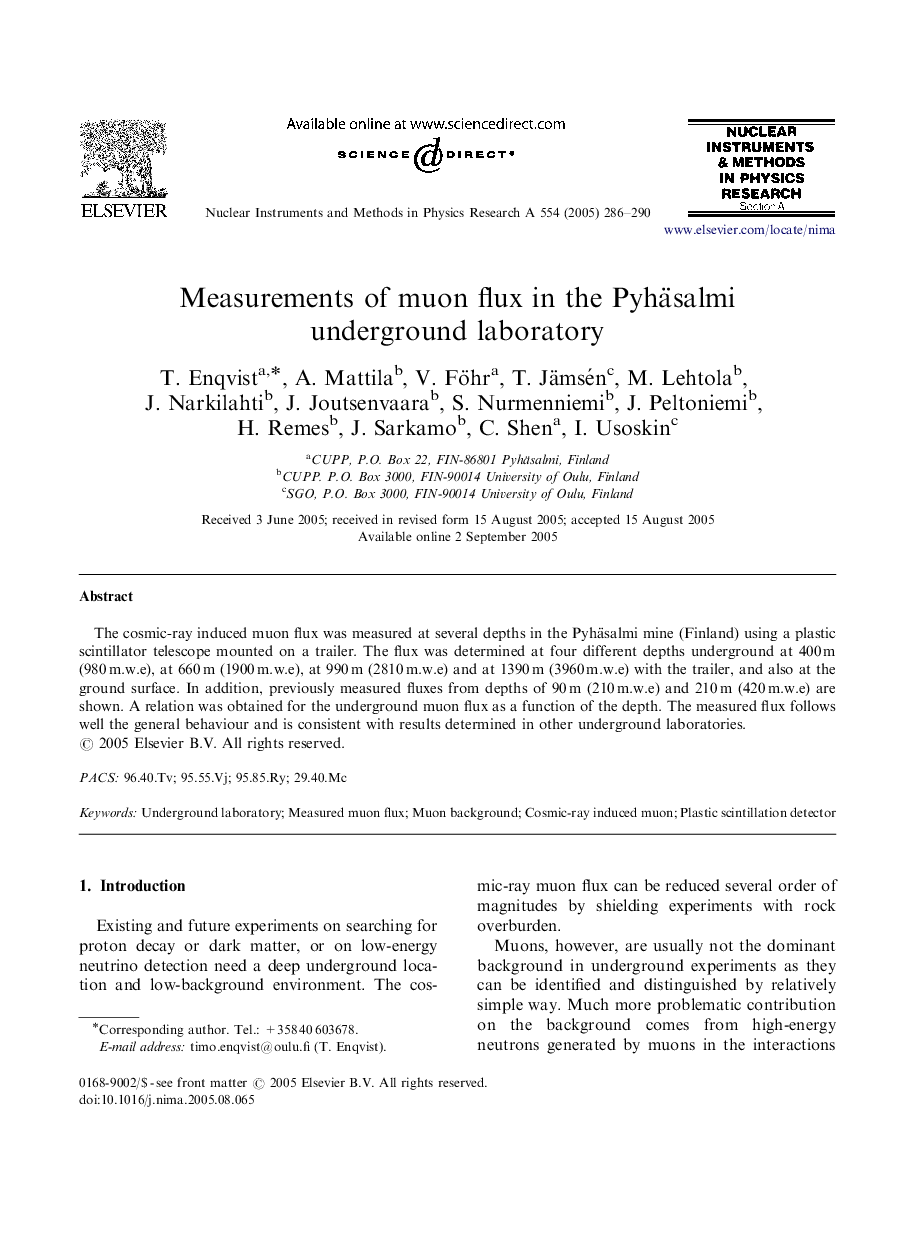 Measurements of muon flux in the Pyhäsalmi underground laboratory