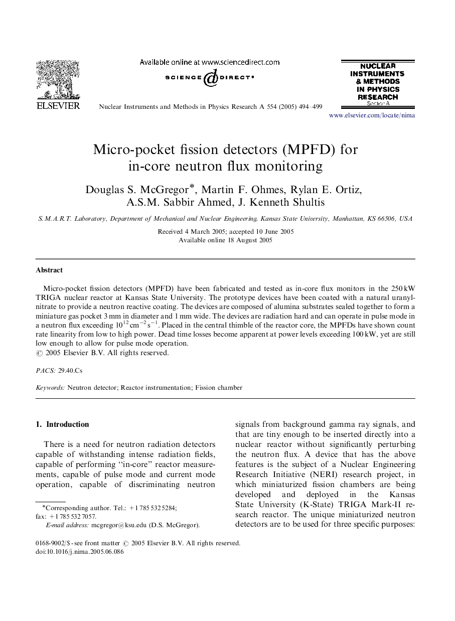 Micro-pocket fission detectors (MPFD) for in-core neutron flux monitoring