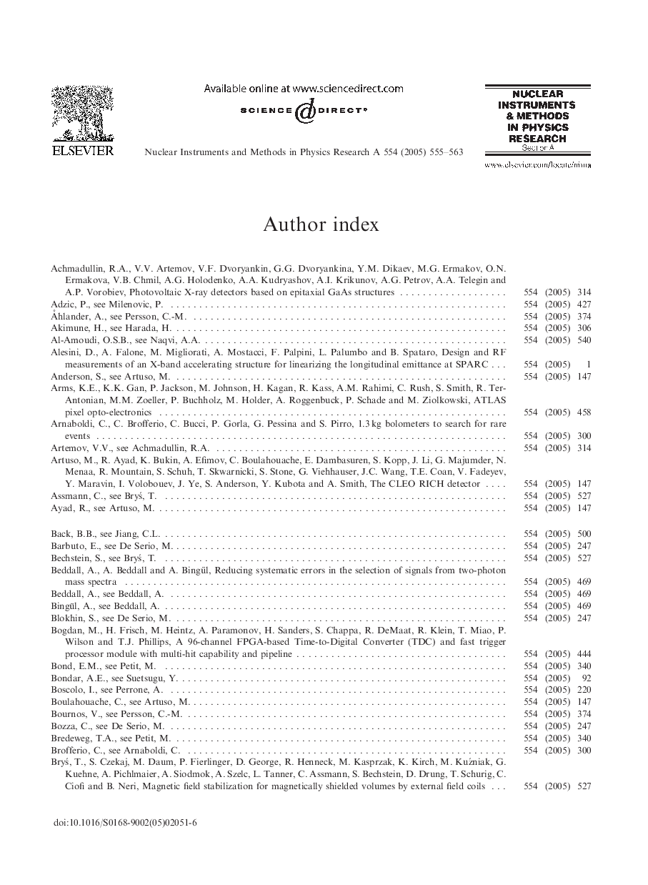 عکس صفحه اول مقاله: Author Index Author Index