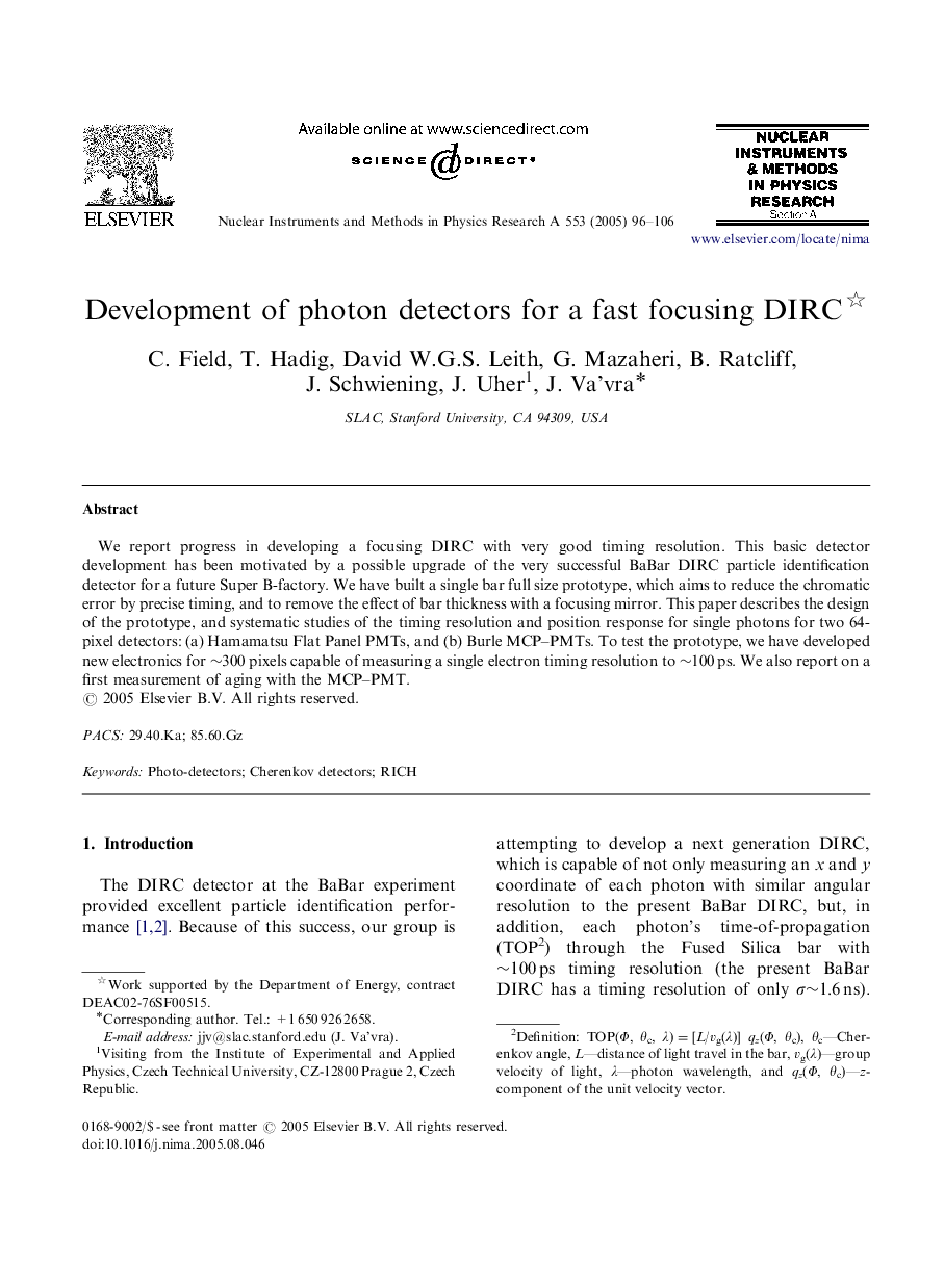 Development of photon detectors for a fast focusing DIRC