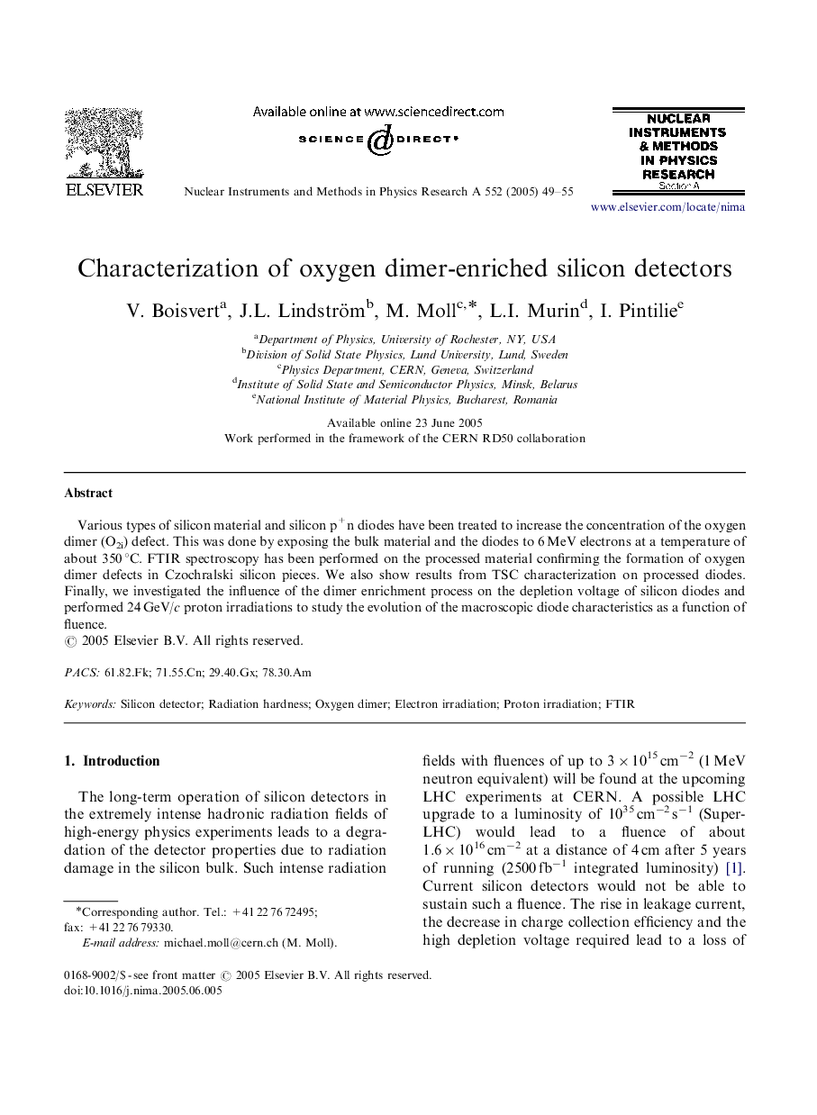 Characterization of oxygen dimer-enriched silicon detectors