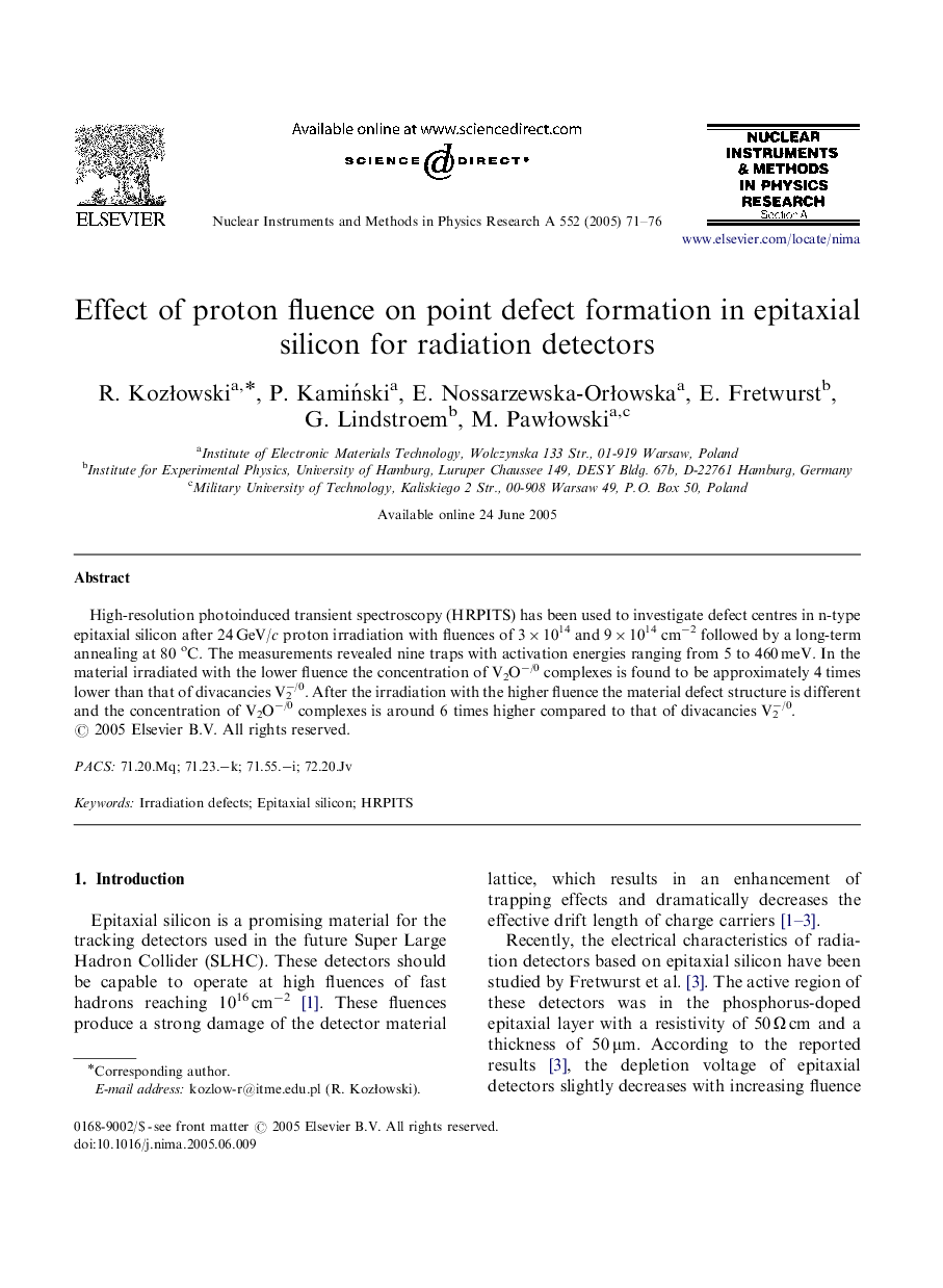 Effect of proton fluence on point defect formation in epitaxial silicon for radiation detectors