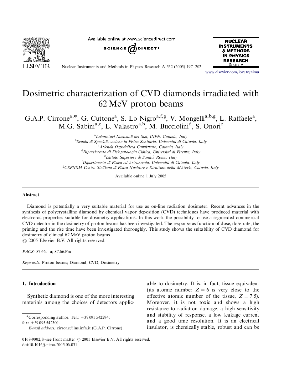 Dosimetric characterization of CVD diamonds irradiated with 62Â MeV proton beams