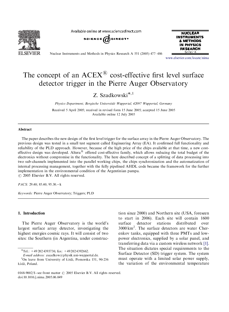 The concept of an ACEX® cost-effective first level surface detector trigger in the Pierre Auger Observatory