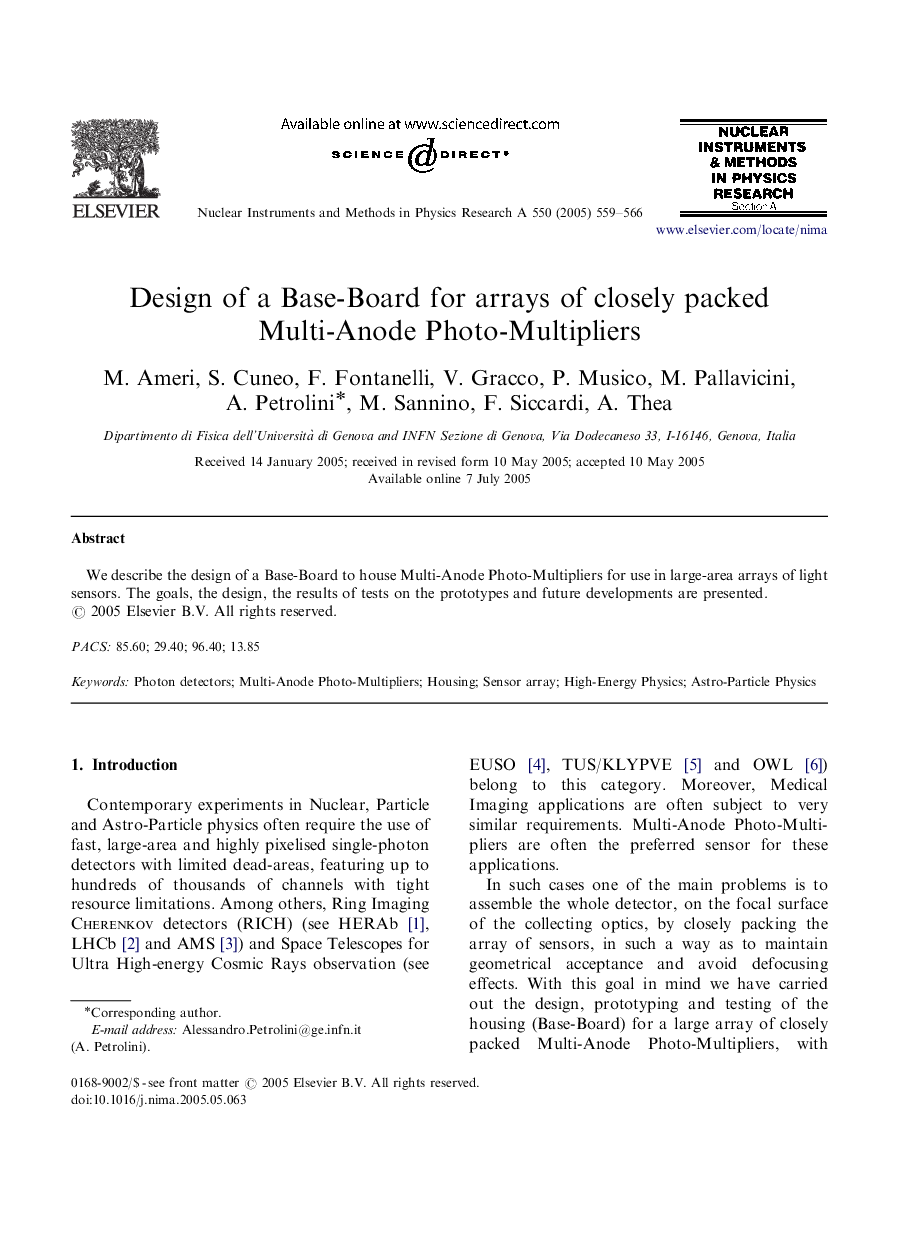 Design of a Base-Board for arrays of closely packed Multi-Anode Photo-Multipliers