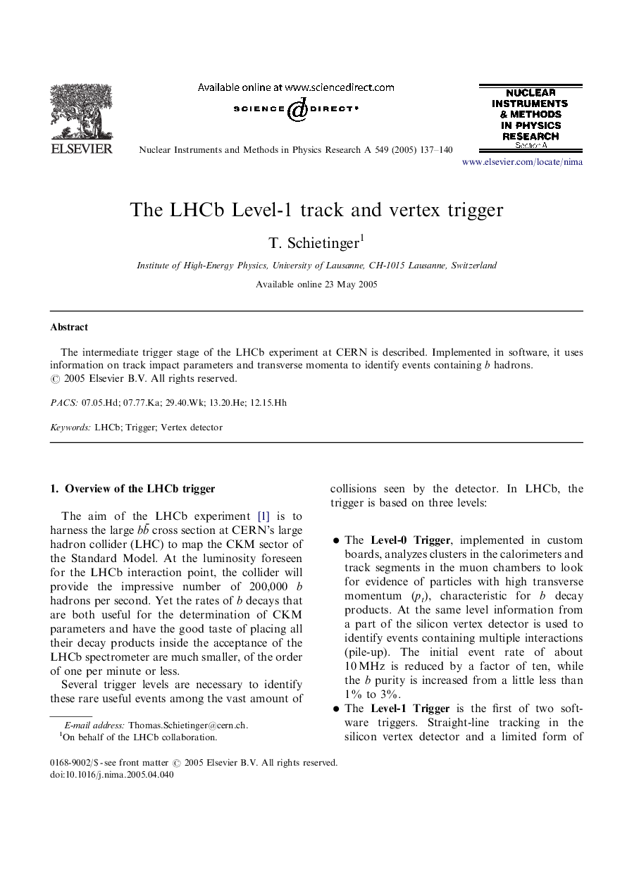 The LHCb Level-1 track and vertex trigger