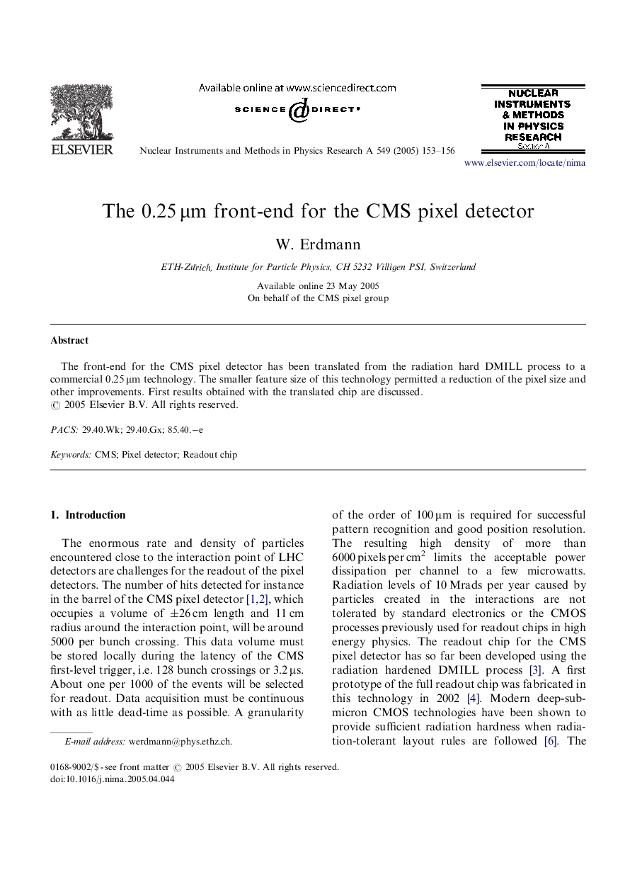 The 0.25Î¼m front-end for the CMS pixel detector