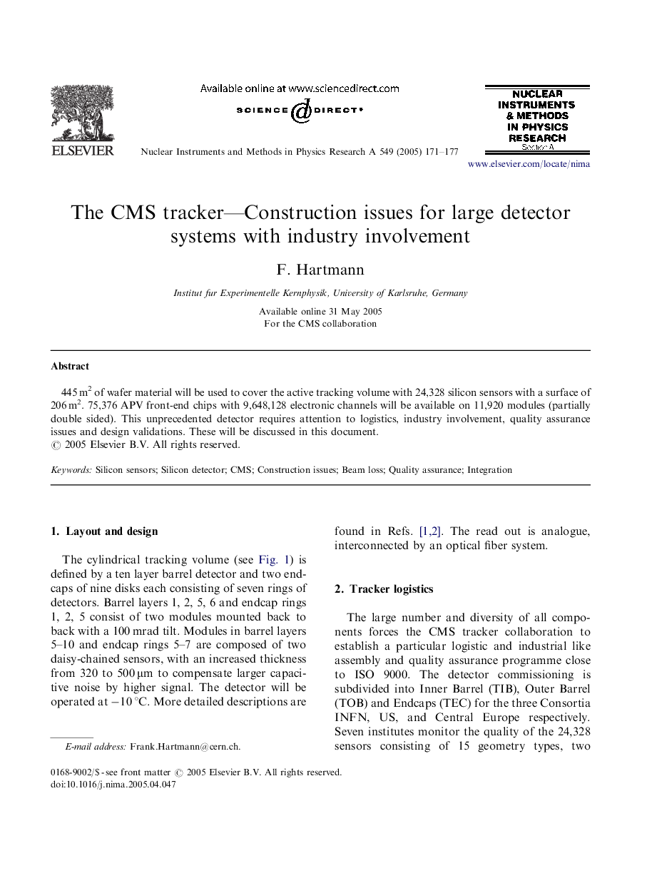 The CMS tracker-Construction issues for large detector systems with industry involvement