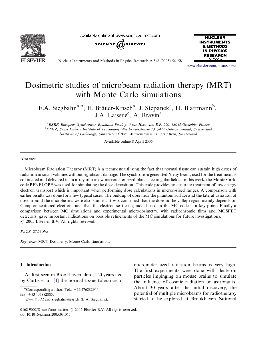 Dosimetric studies of microbeam radiation therapy (MRT) with Monte Carlo simulations