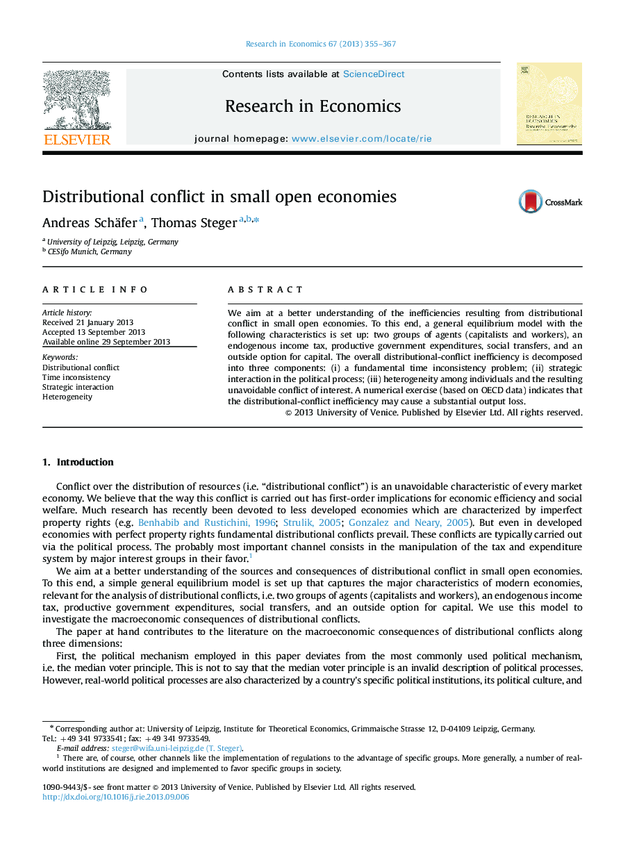 Distributional conflict in small open economies