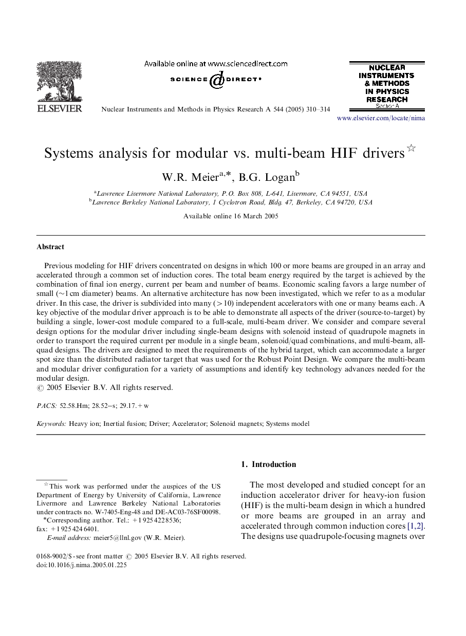 Systems analysis for modular vs. multi-beam HIF drivers