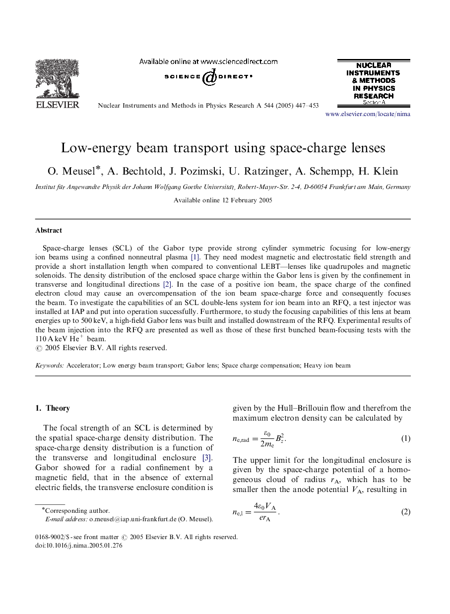 Low-energy beam transport using space-charge lenses