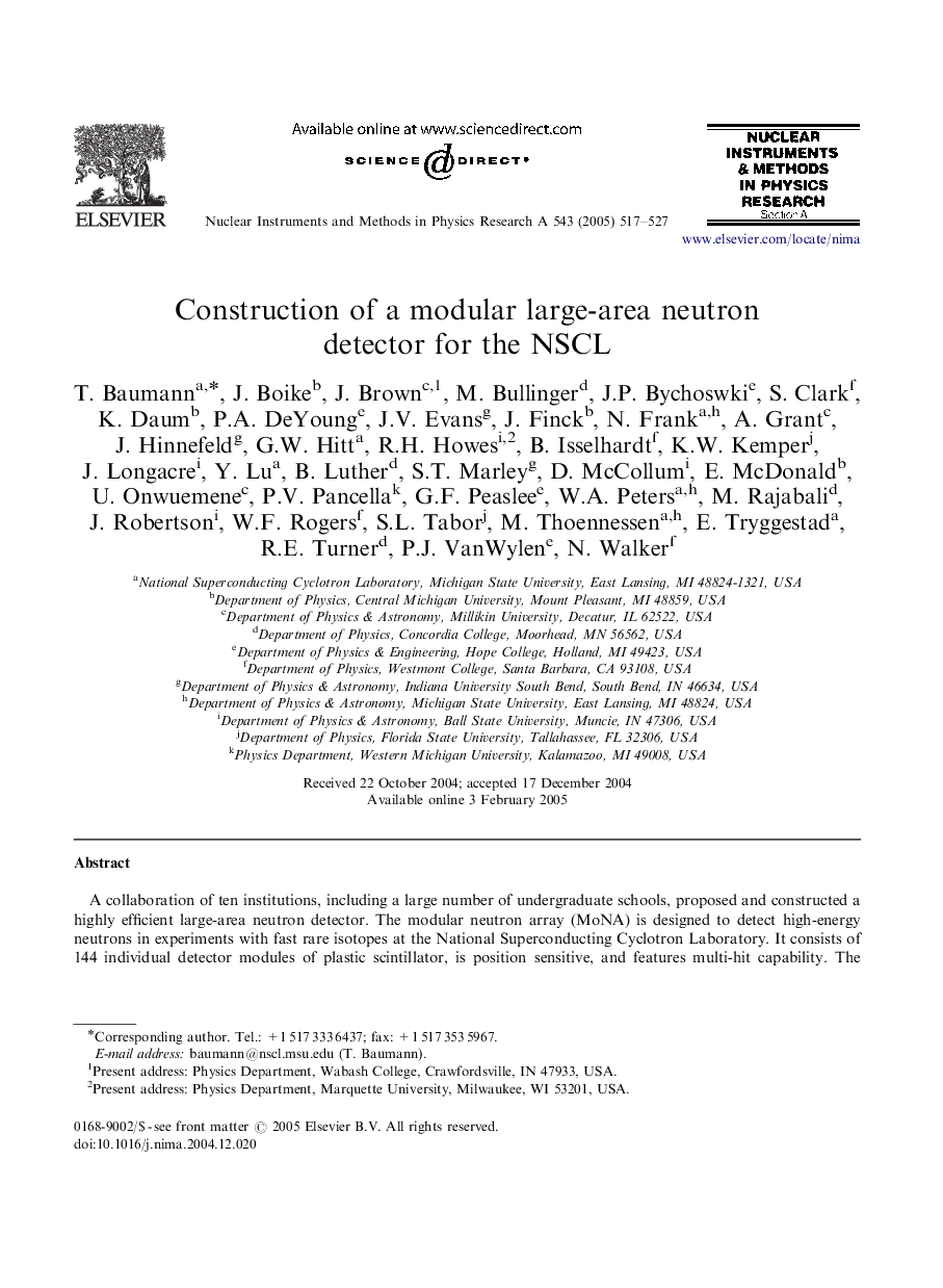 Construction of a modular large-area neutron detector for the NSCL