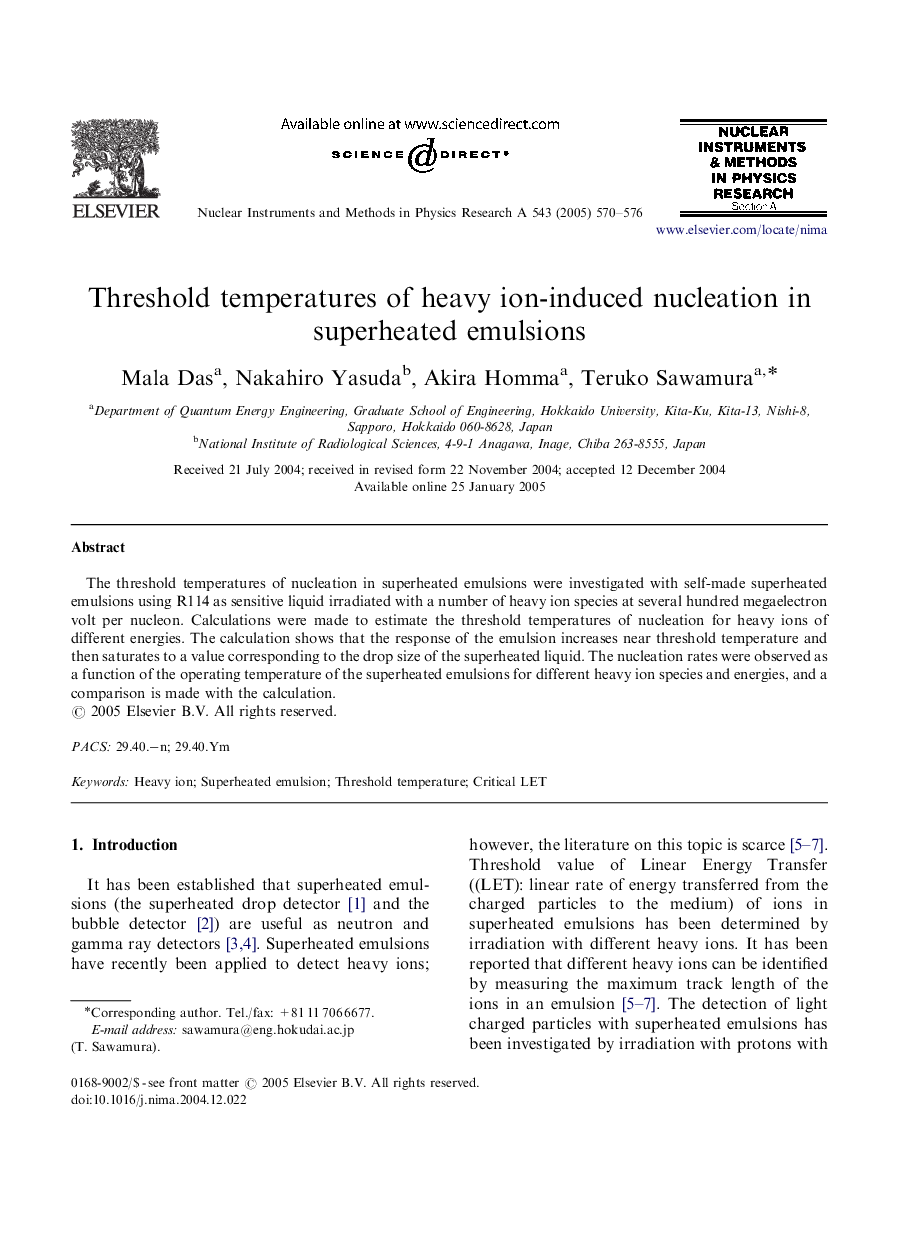 Threshold temperatures of heavy ion-induced nucleation in superheated emulsions