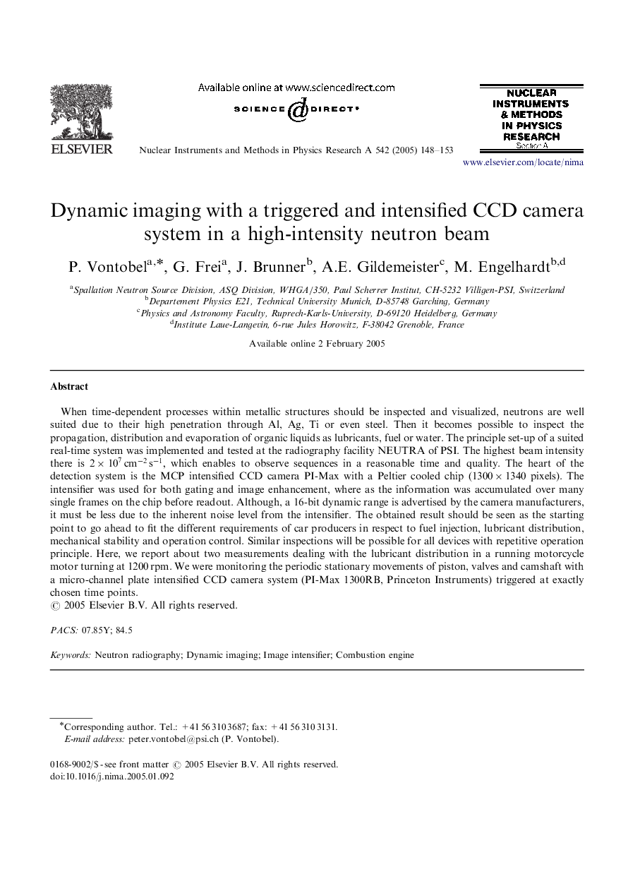 Dynamic imaging with a triggered and intensified CCD camera system in a high-intensity neutron beam