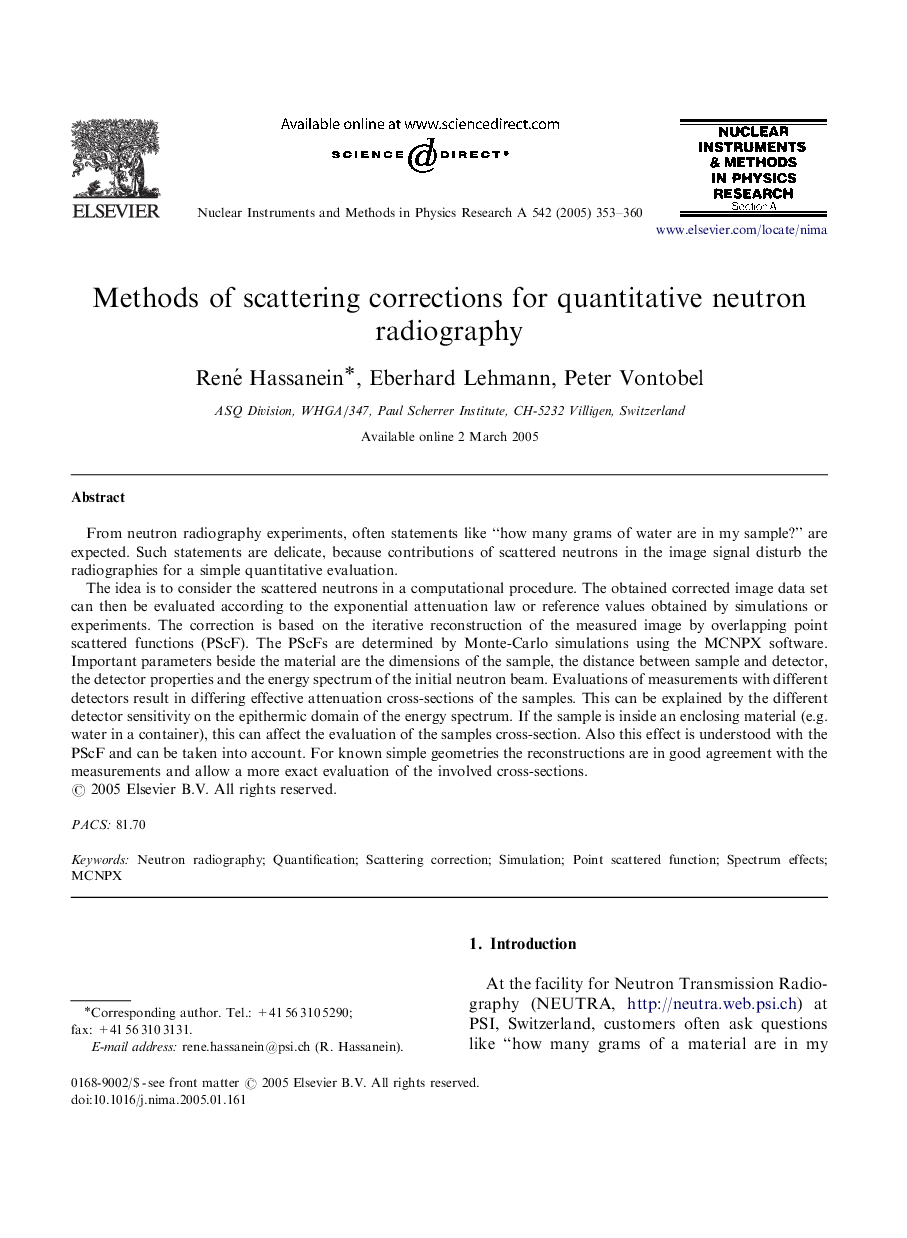 Methods of scattering corrections for quantitative neutron radiography