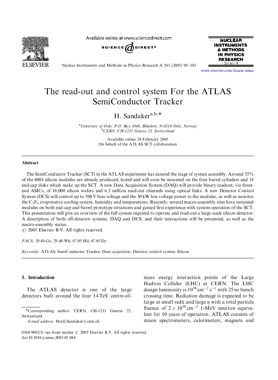 The read-out and control system For the ATLAS SemiConductor Tracker