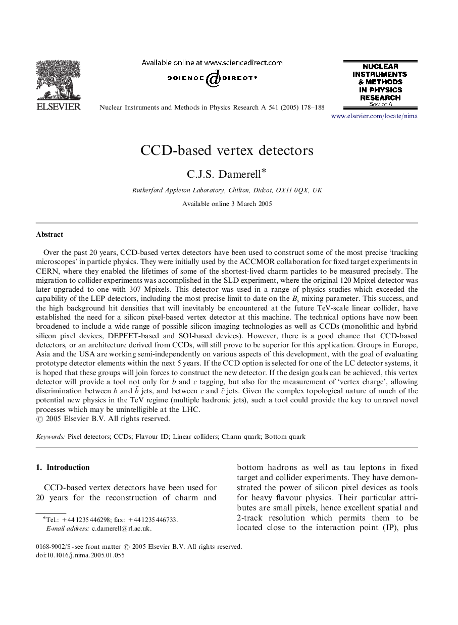 CCD-based vertex detectors