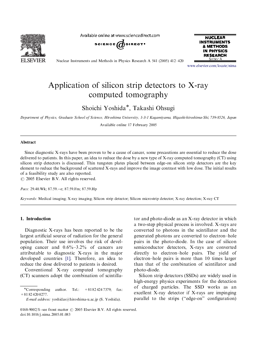 Application of silicon strip detectors to X-ray computed tomography