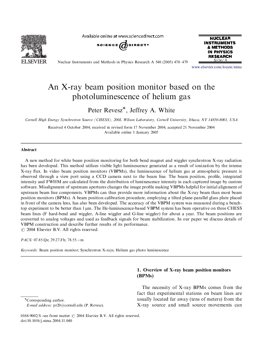 An X-ray beam position monitor based on the photoluminescence of helium gas