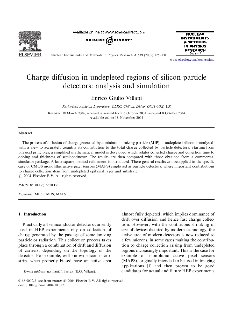 Charge diffusion in undepleted regions of silicon particle detectors: analysis and simulation