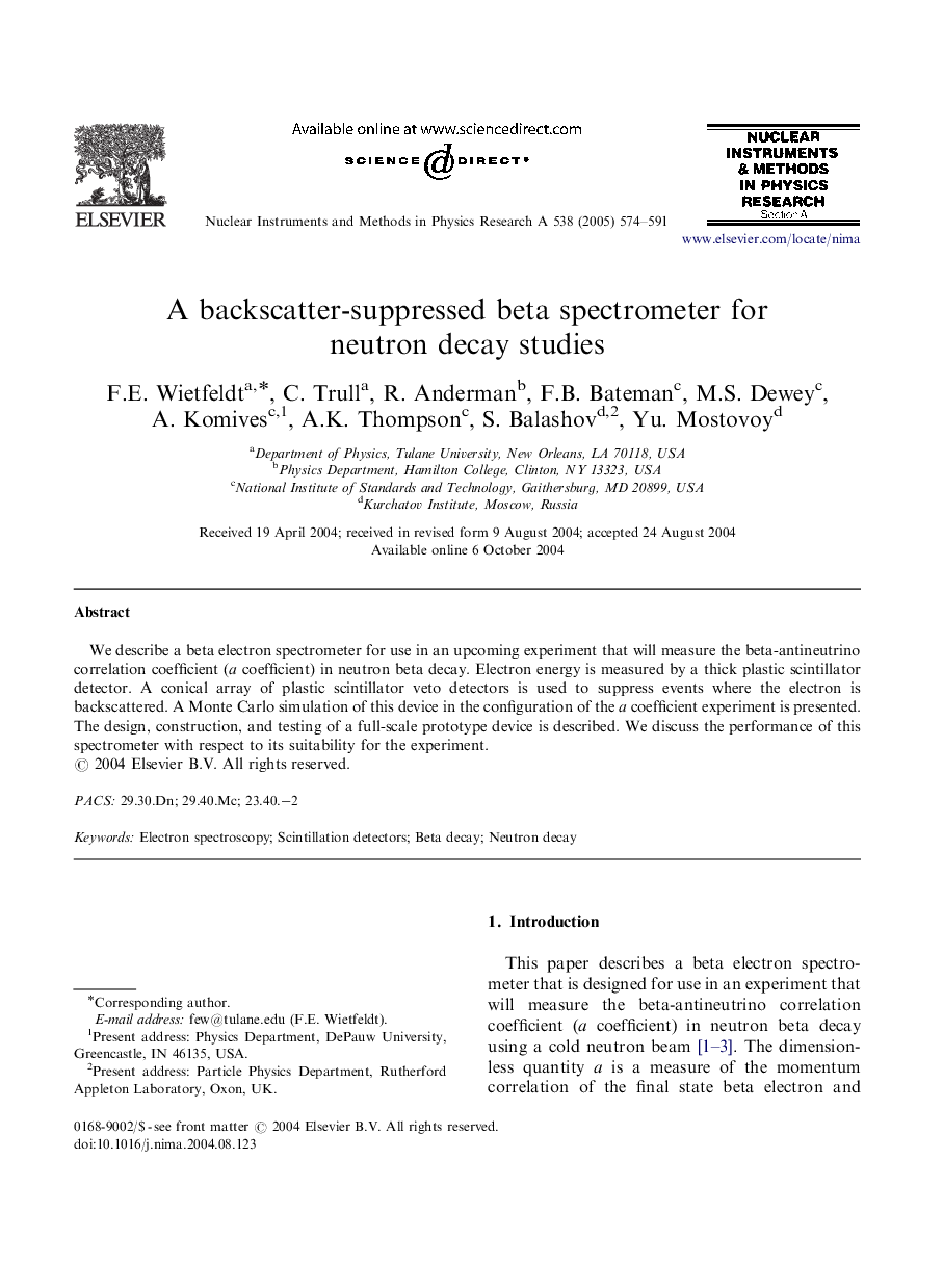 A backscatter-suppressed beta spectrometer for neutron decay studies