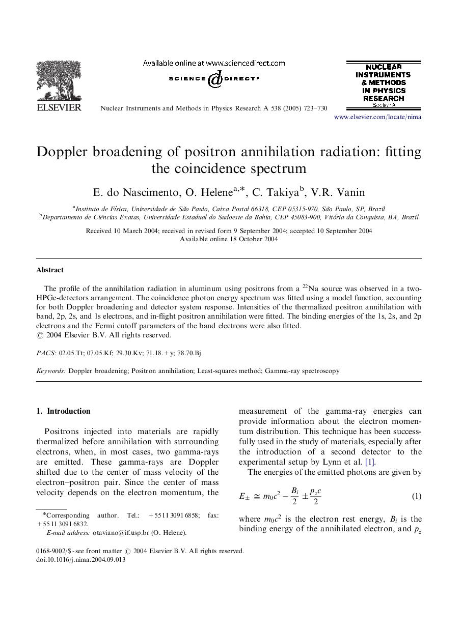 Doppler broadening of positron annihilation radiation: fitting the coincidence spectrum