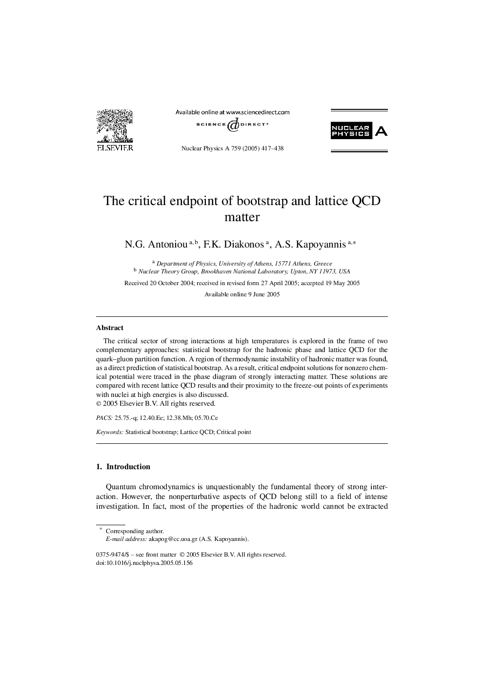 The critical endpoint of bootstrap and lattice QCD matter