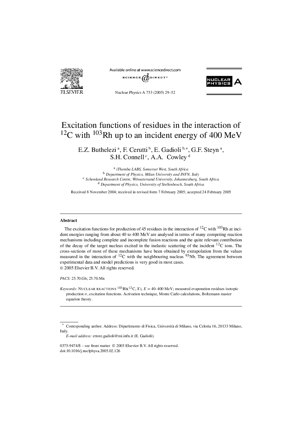 Excitation functions of residues in the interaction of 12C with 103Rh up to an incident energy of 400 MeV