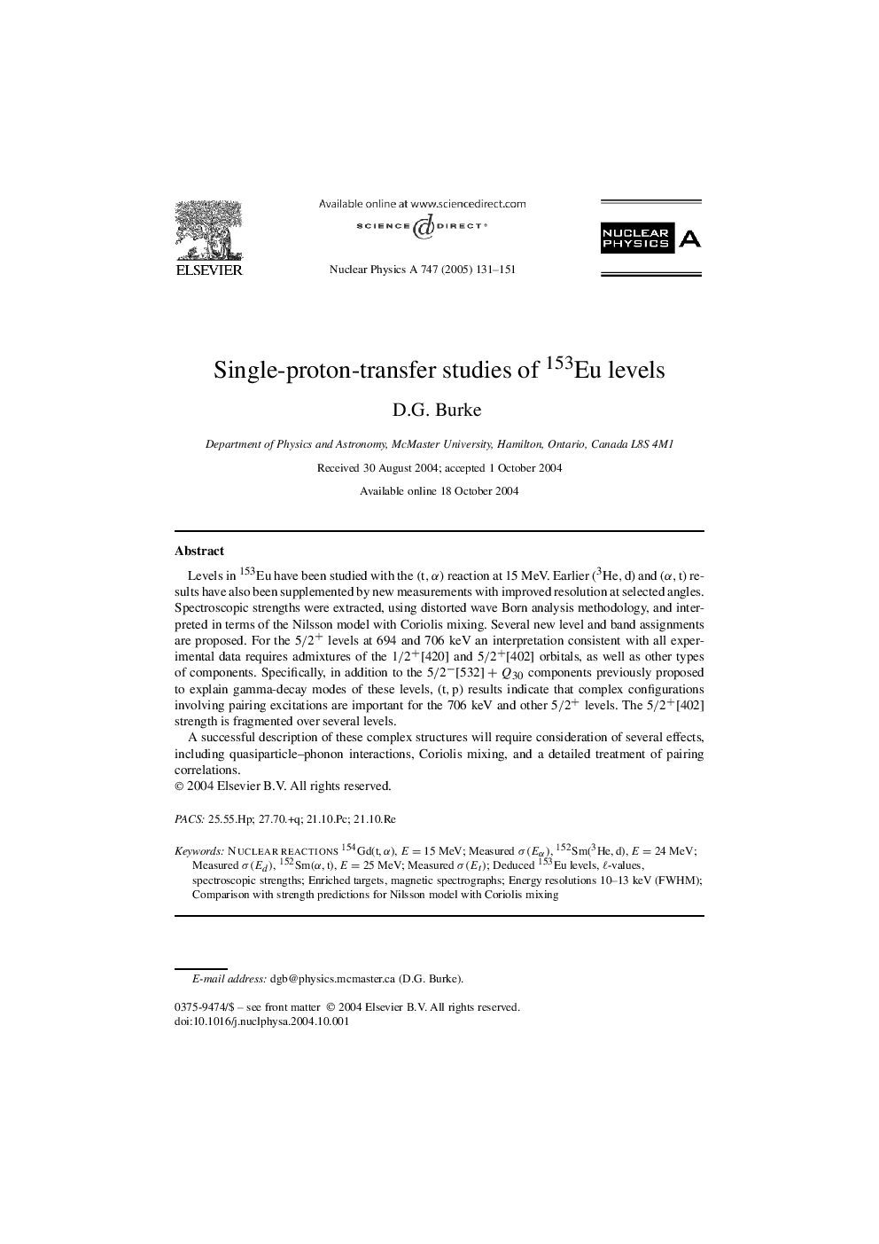 Single-proton-transfer studies of 153Eu levels