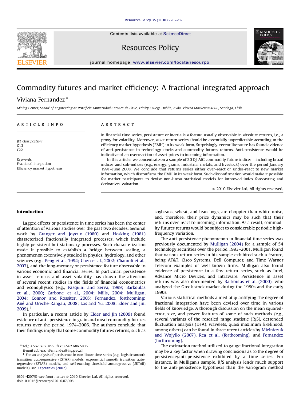 Commodity futures and market efficiency: A fractional integrated approach