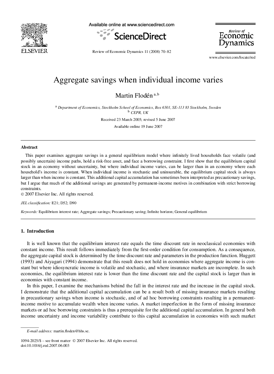 Aggregate savings when individual income varies