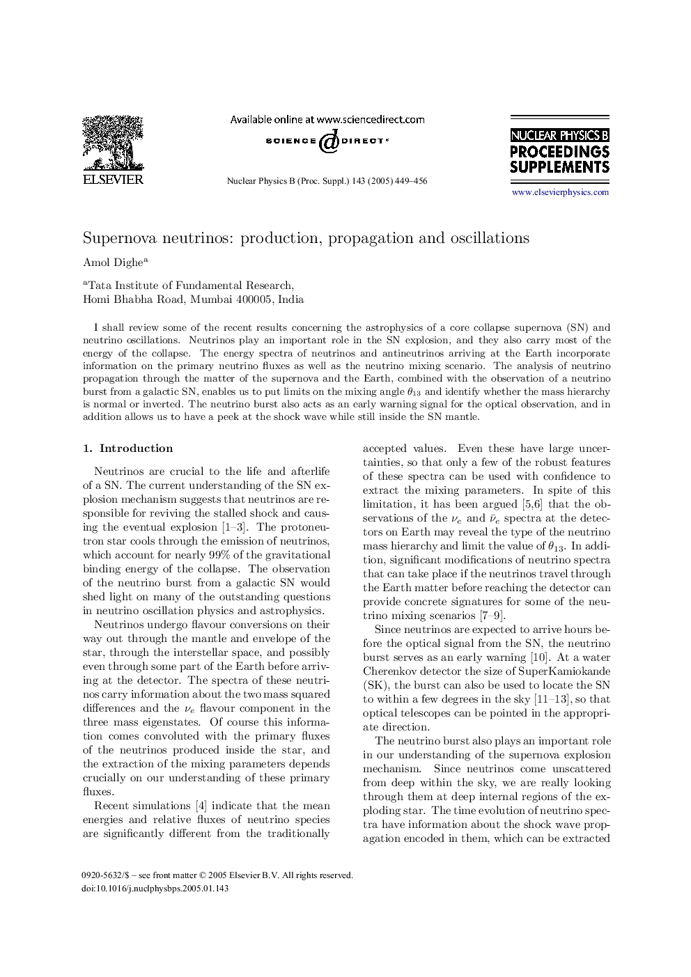 Supernova neutrinos: production, propagation and oscillations