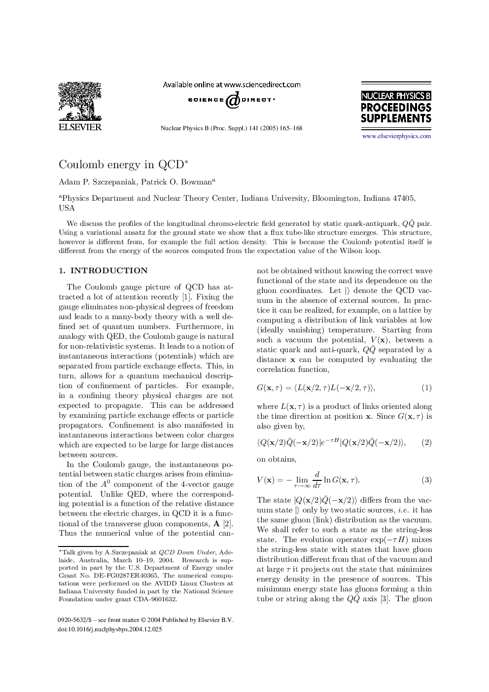 Coulomb energy in QCD