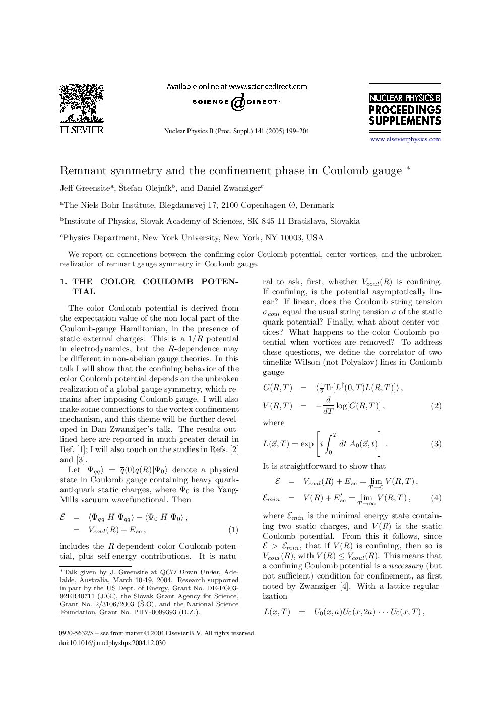 Remnant symmetry and the confinement phase in Coulomb gauge