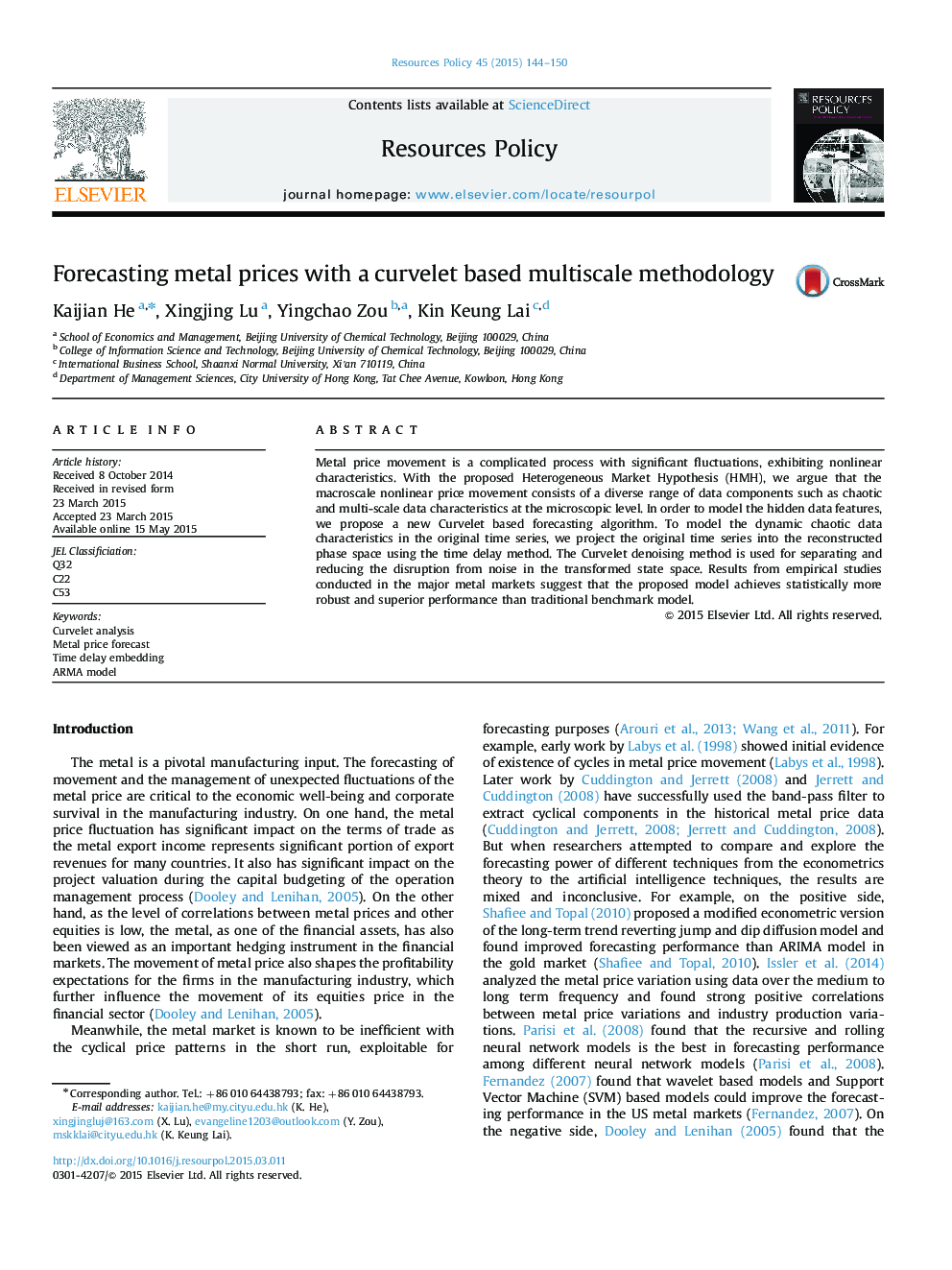 Forecasting metal prices with a curvelet based multiscale methodology