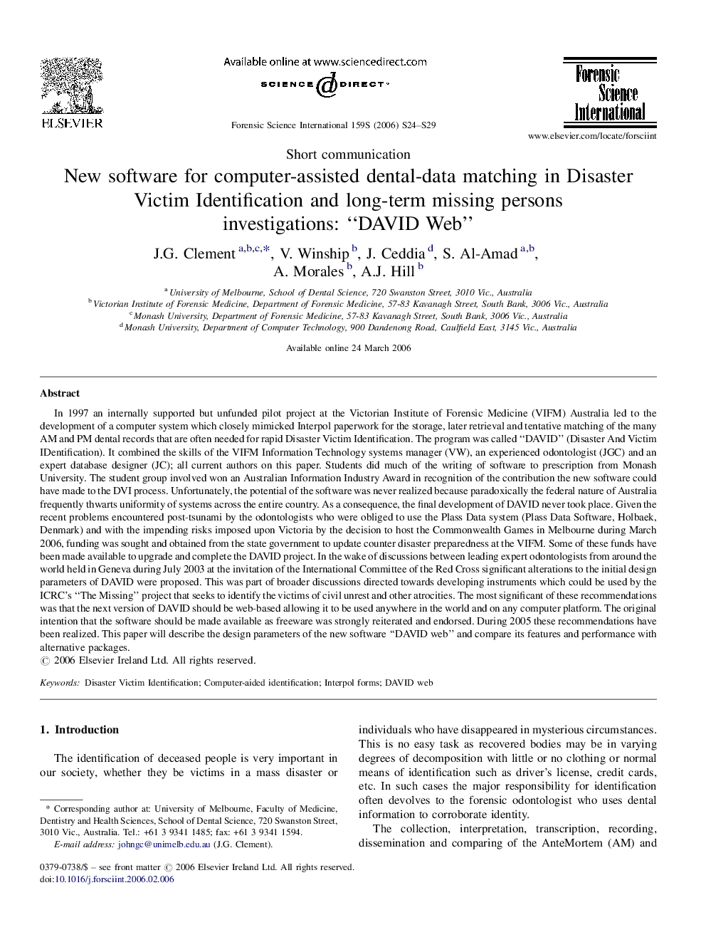 New software for computer-assisted dental-data matching in Disaster Victim Identification and long-term missing persons investigations: “DAVID Web”