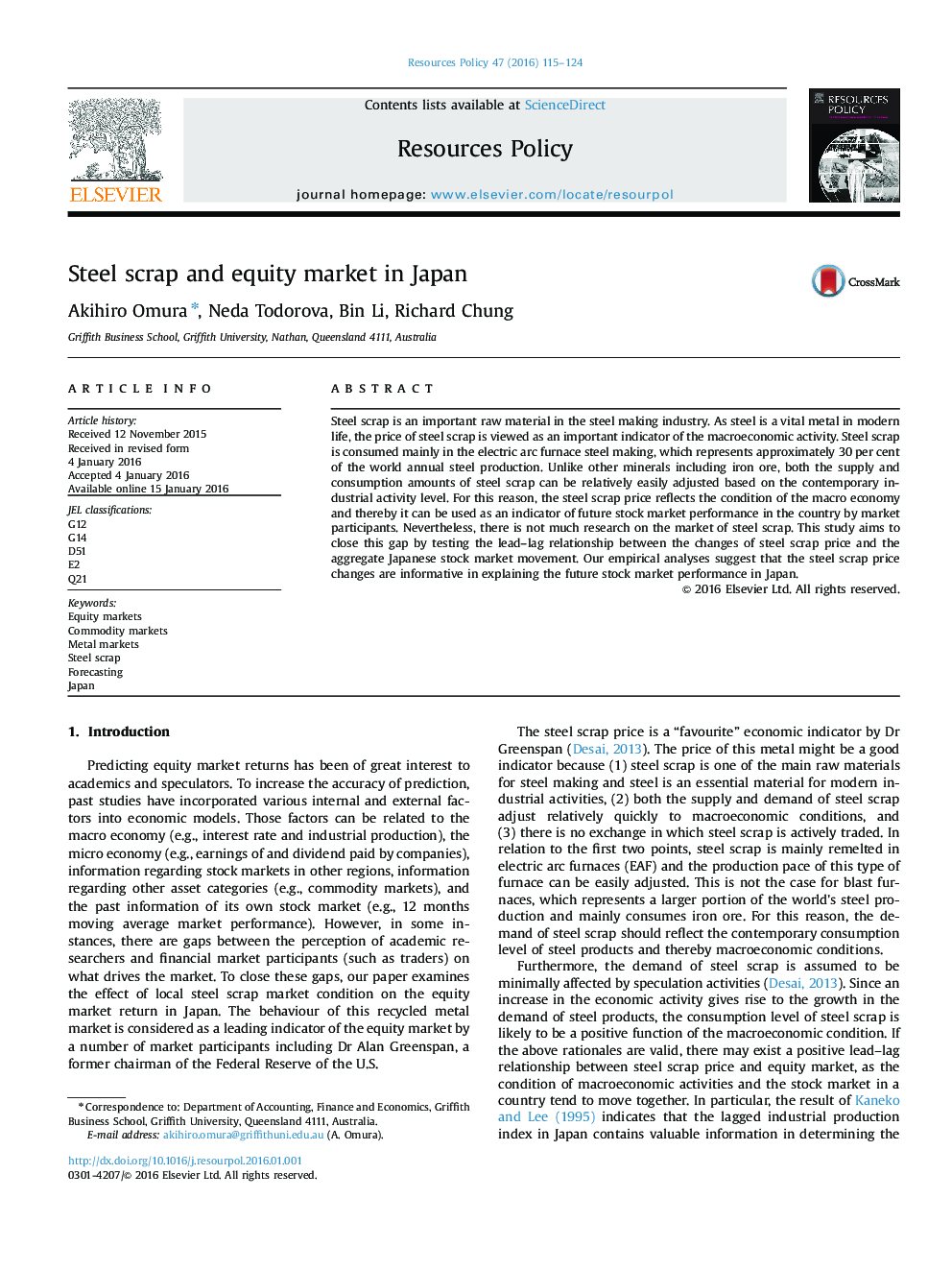 Steel scrap and equity market in Japan