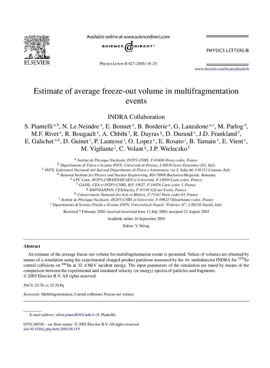 Estimate of average freeze-out volume in multifragmentation events