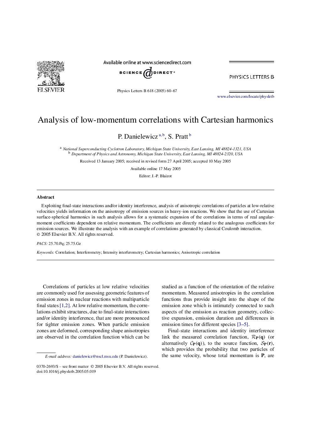 Analysis of low-momentum correlations with Cartesian harmonics