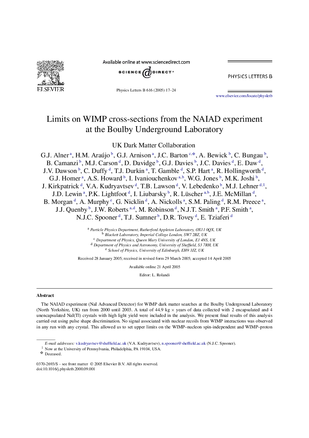 Limits on WIMP cross-sections from the NAIAD experiment at the Boulby Underground Laboratory