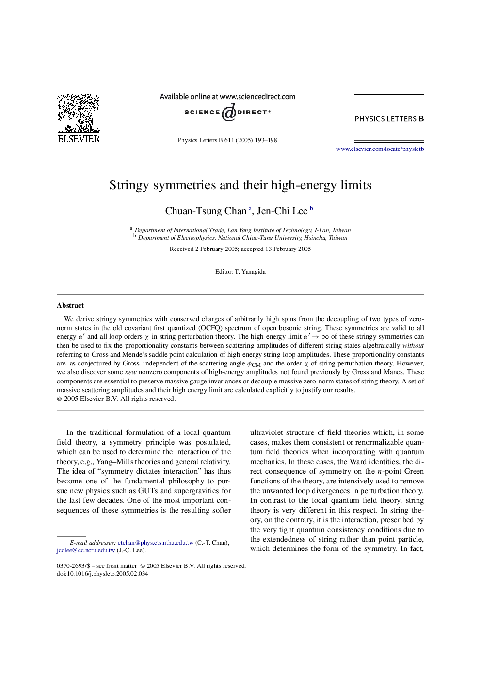 Stringy symmetries and their high-energy limits