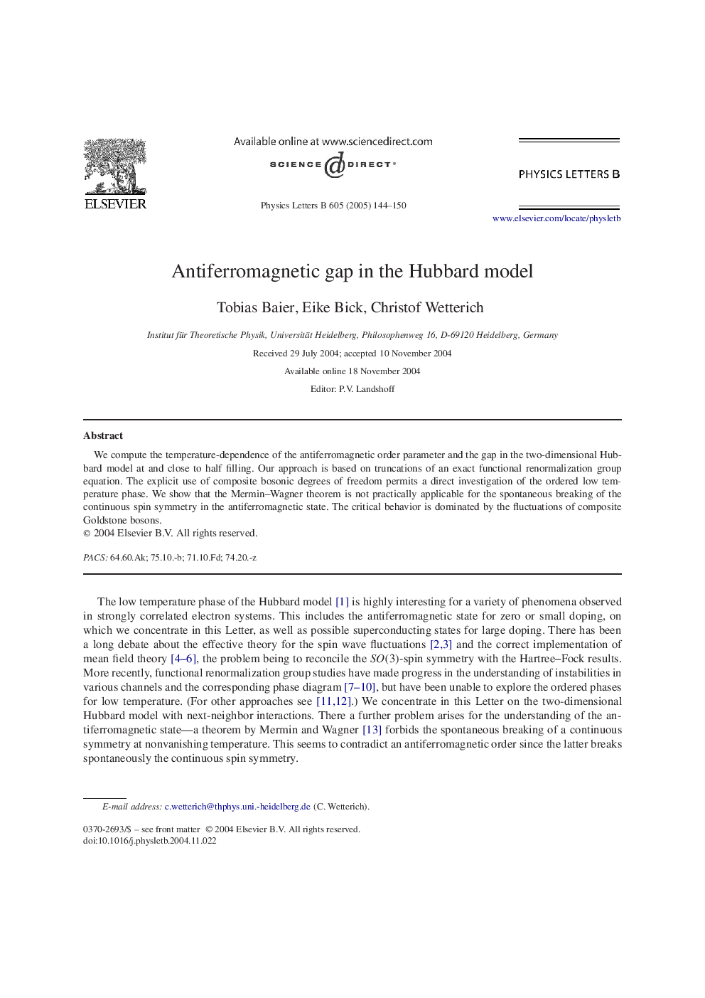 Antiferromagnetic gap in the Hubbard model