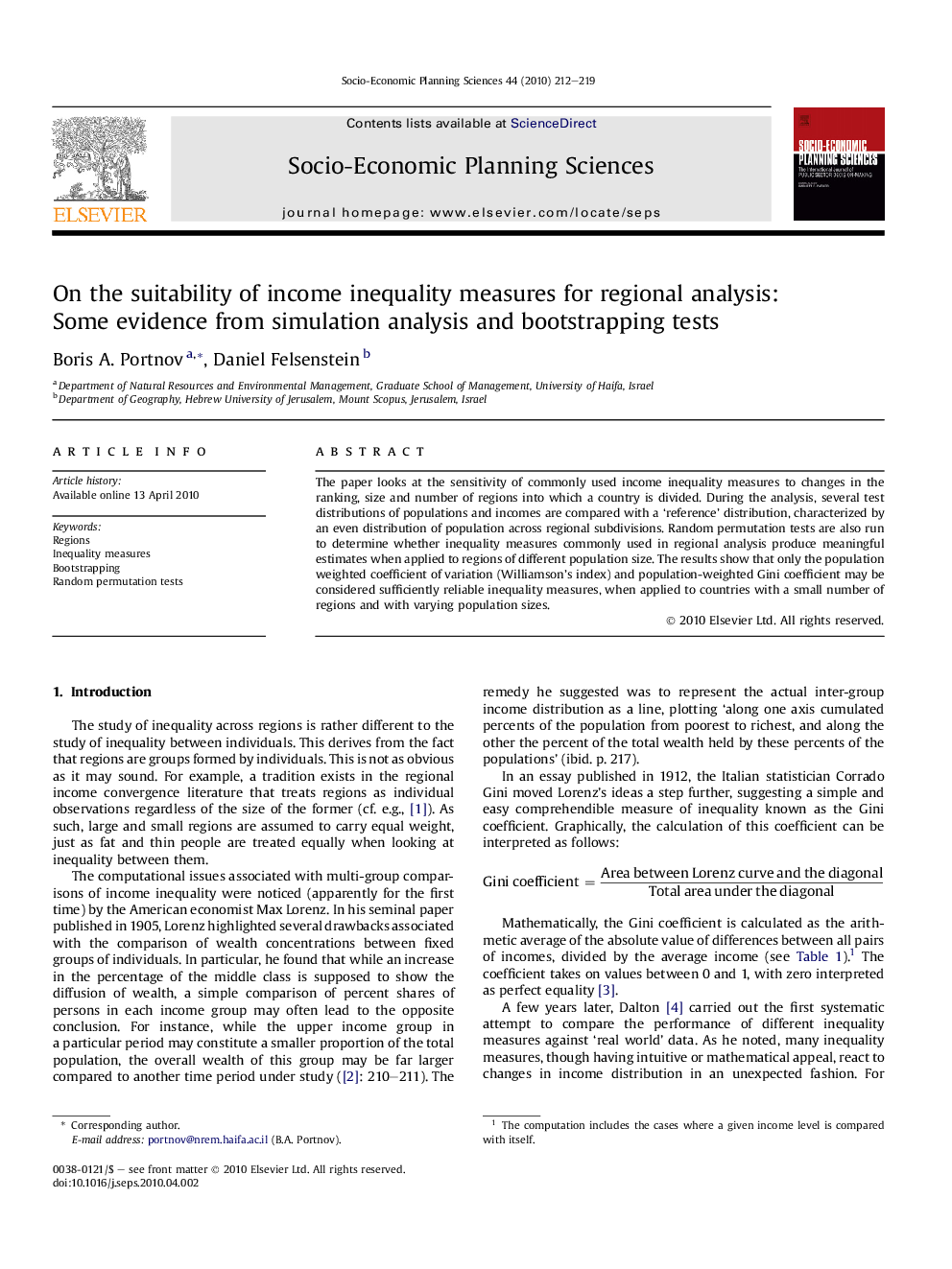 On the suitability of income inequality measures for regional analysis: Some evidence from simulation analysis and bootstrapping tests