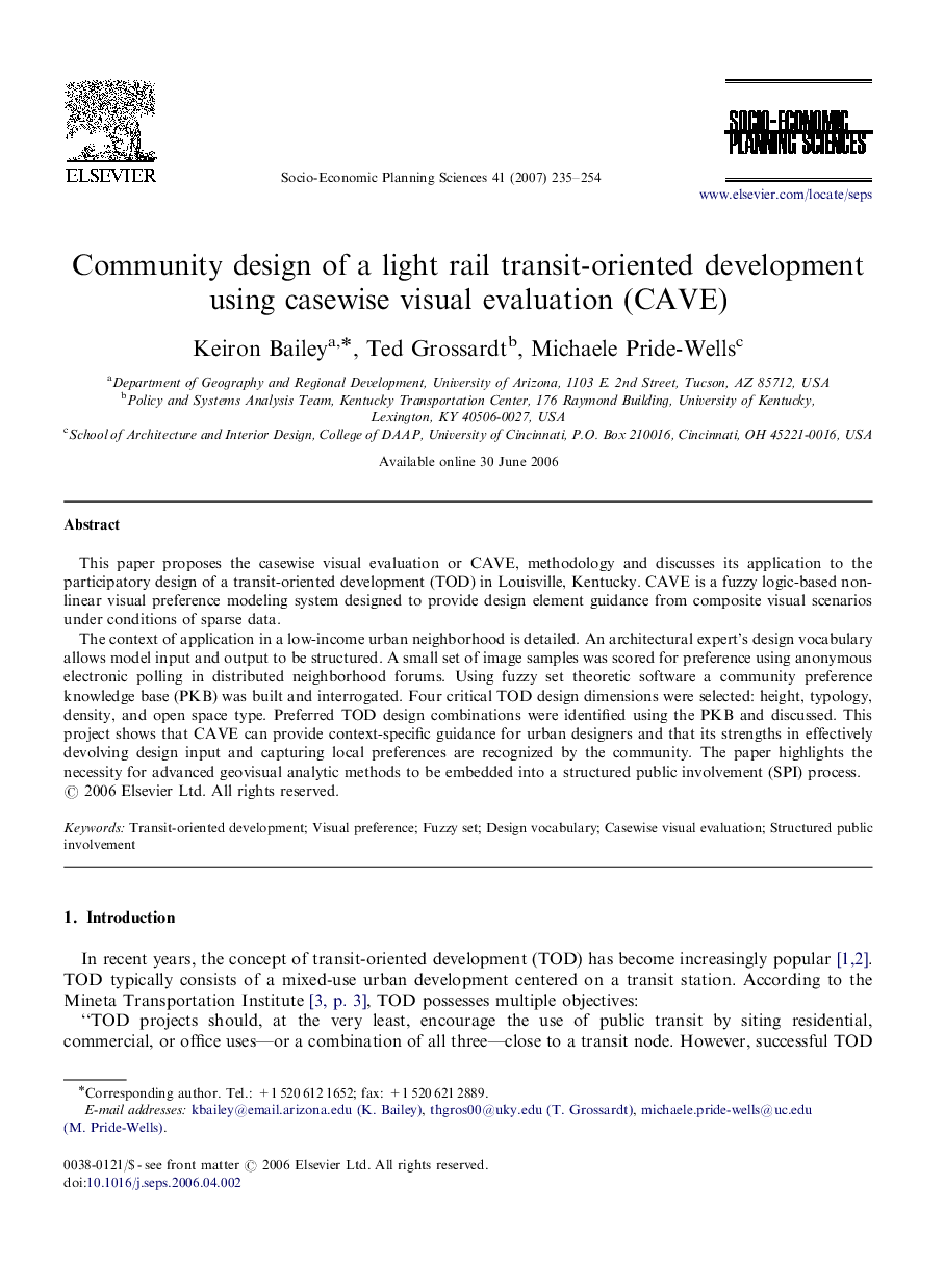 Community design of a light rail transit-oriented development using casewise visual evaluation (CAVE)