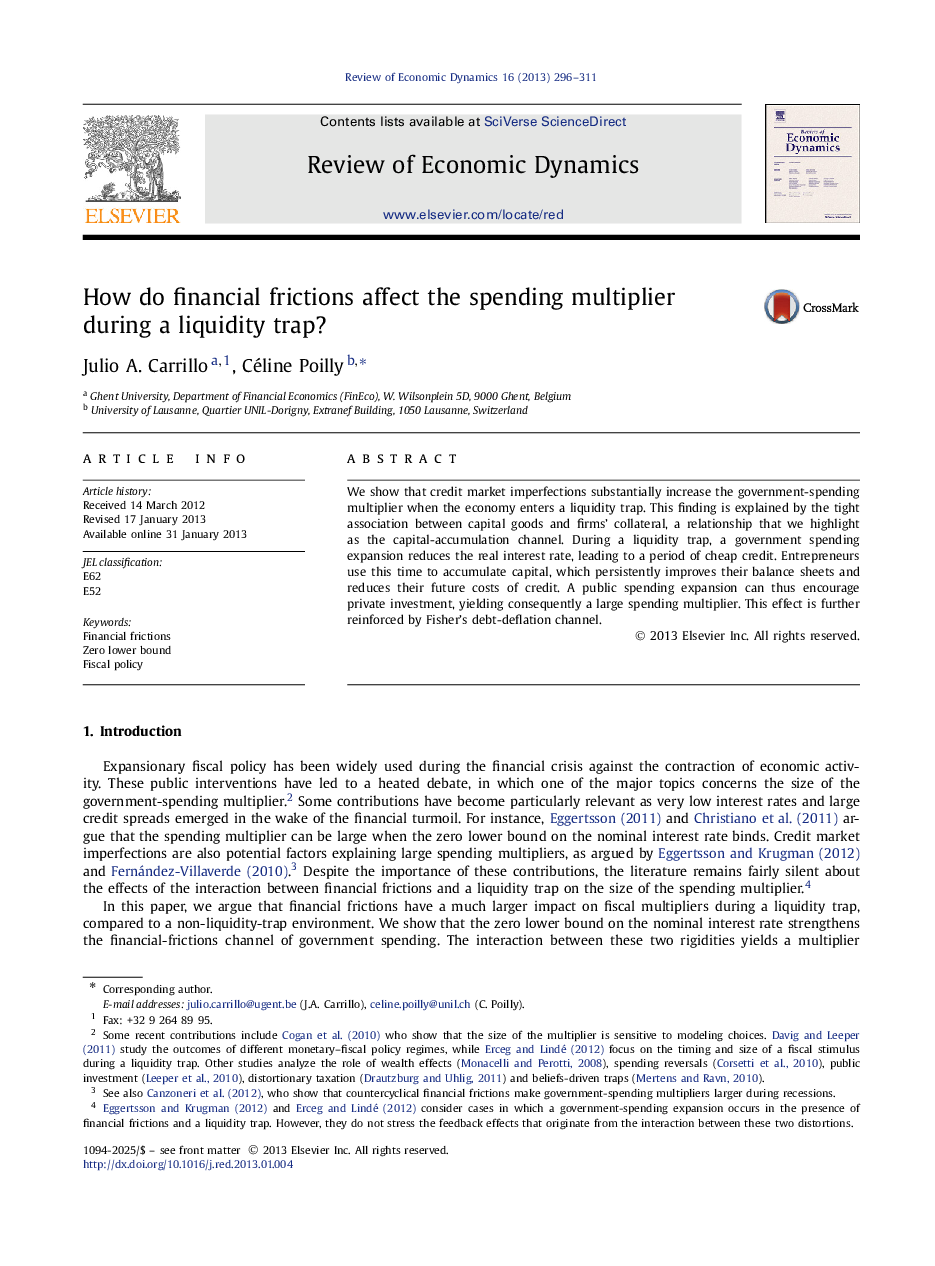 How do financial frictions affect the spending multiplier during a liquidity trap?