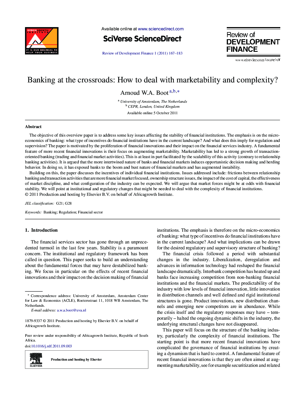 Banking at the crossroads: How to deal with marketability and complexity?